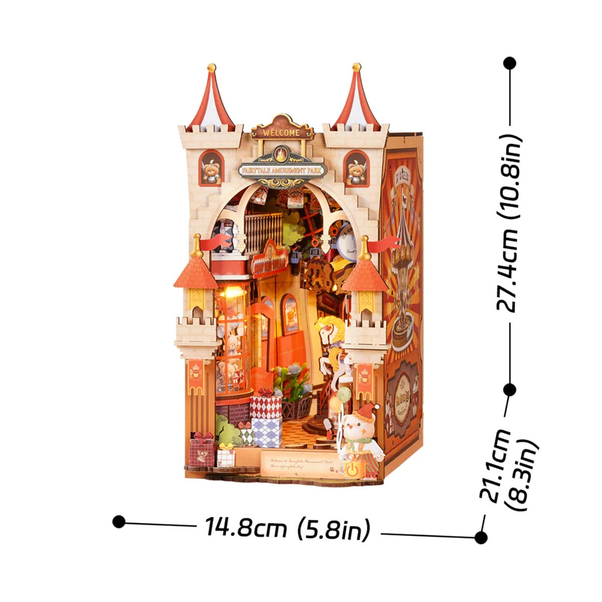 Rolife Fairytale Amusement Park DIY Book Nook - Magical Bookshelf Insert with LED