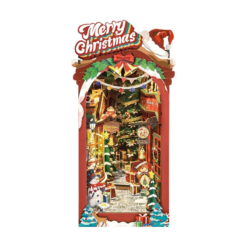 Rolife Christmas Street DIY Book Nook - Holiday Village Bookshelf Insert