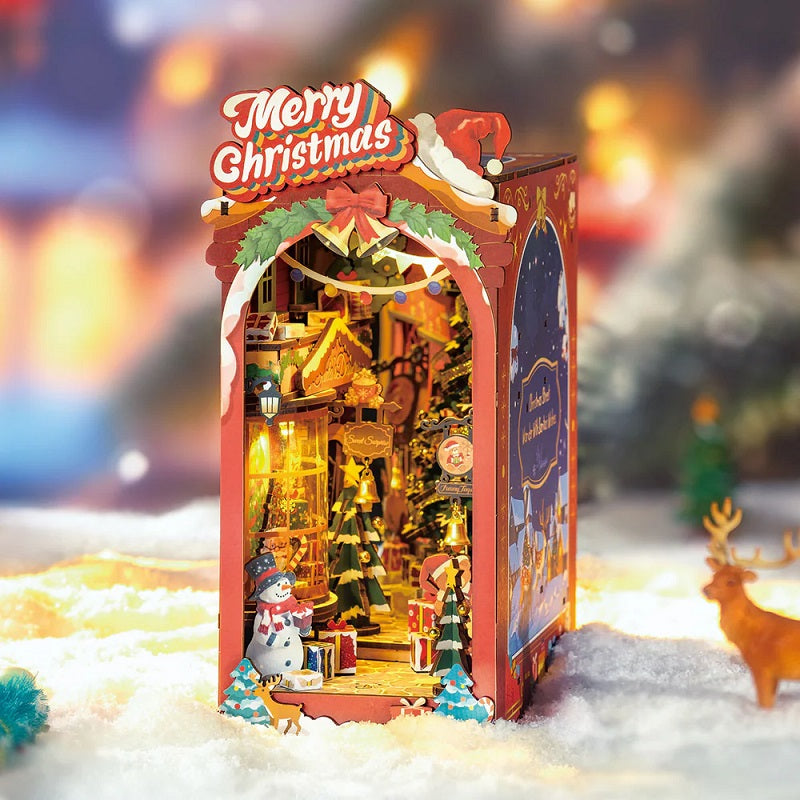 Rolife Christmas Street DIY Book Nook - Holiday Village Bookshelf Insert