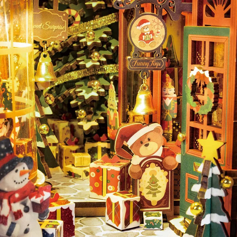 Rolife Christmas Street DIY Book Nook - Holiday Village Bookshelf Insert