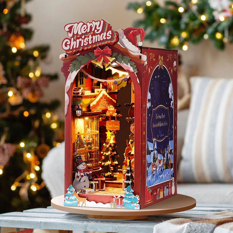 Rolife Christmas Street DIY Book Nook - Holiday Village Bookshelf Insert