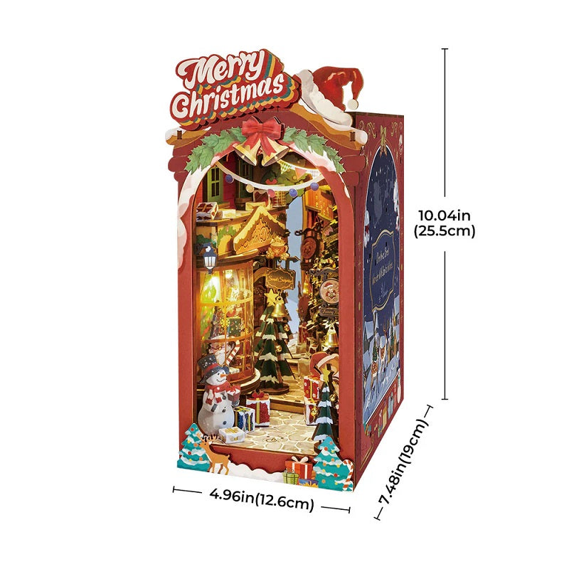 Rolife Christmas Street DIY Book Nook - Holiday Village Bookshelf Insert