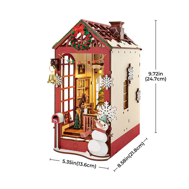 Rolife Christmas Indoor Scene DIY Book Nook - Festive Holiday Bookshelf Insert