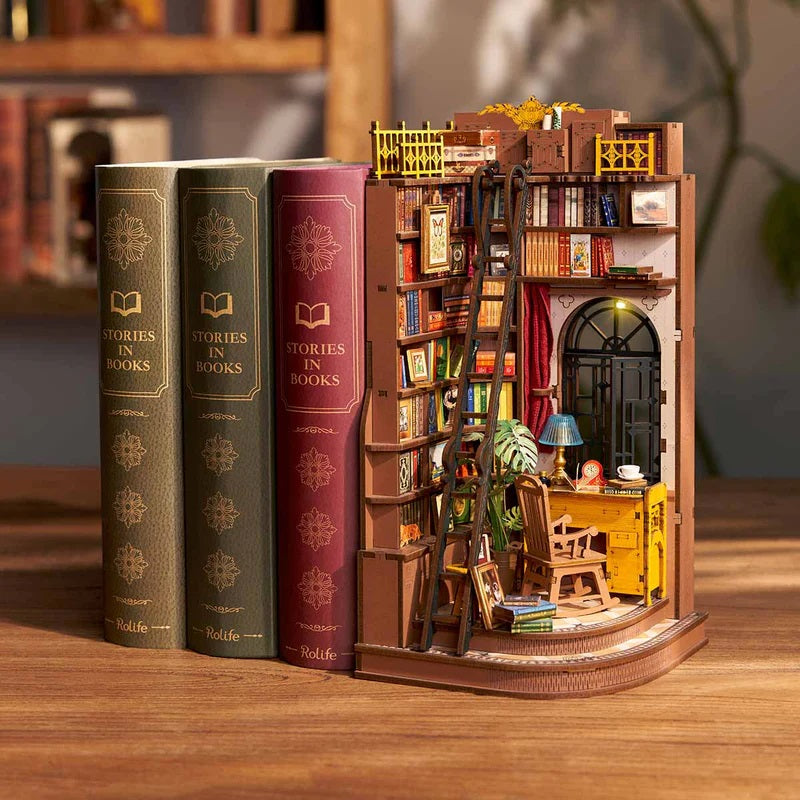Rolife Silent Corner Study DIY Book Nook - Quiet Reading Shelf Insert