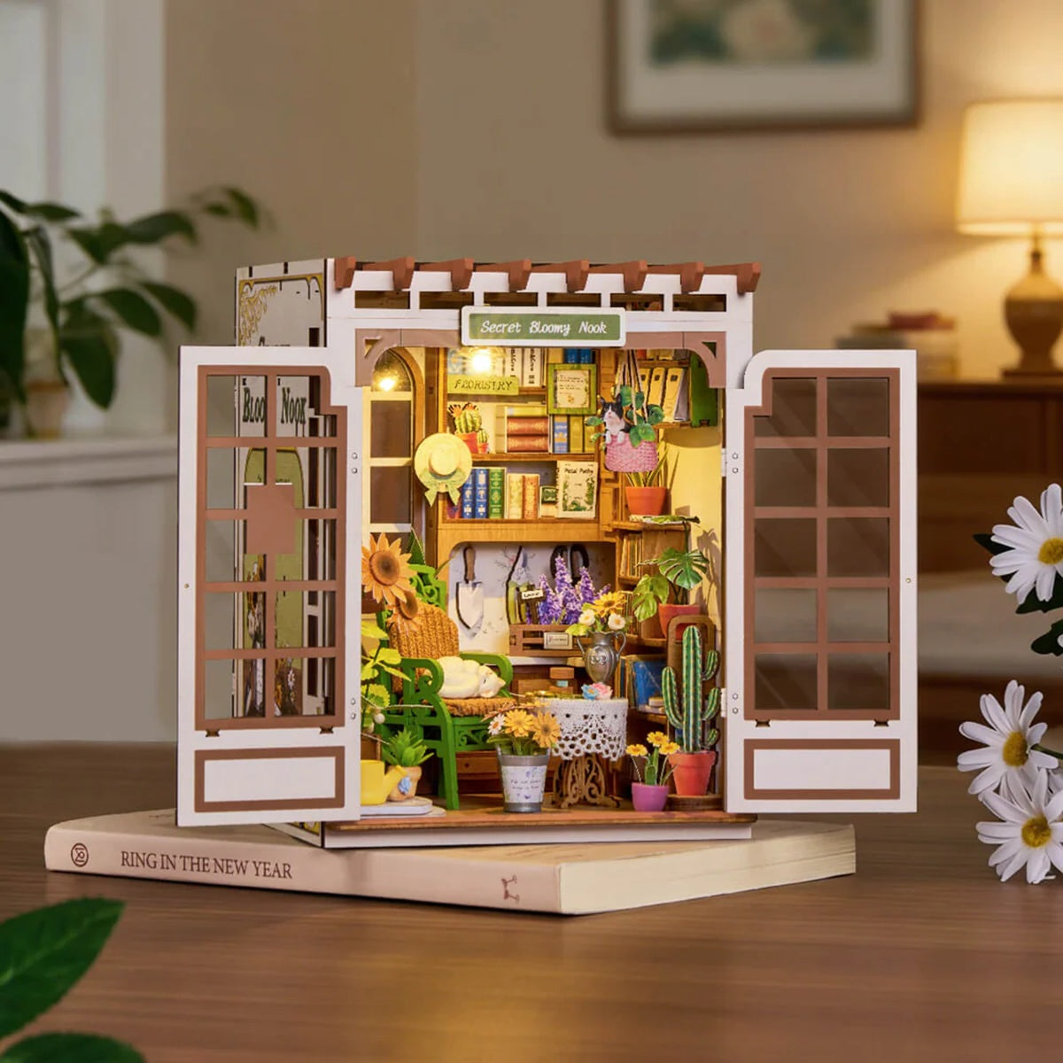 Robotime Secret Bloomy Nook DIY Book Nook Miniature Kit