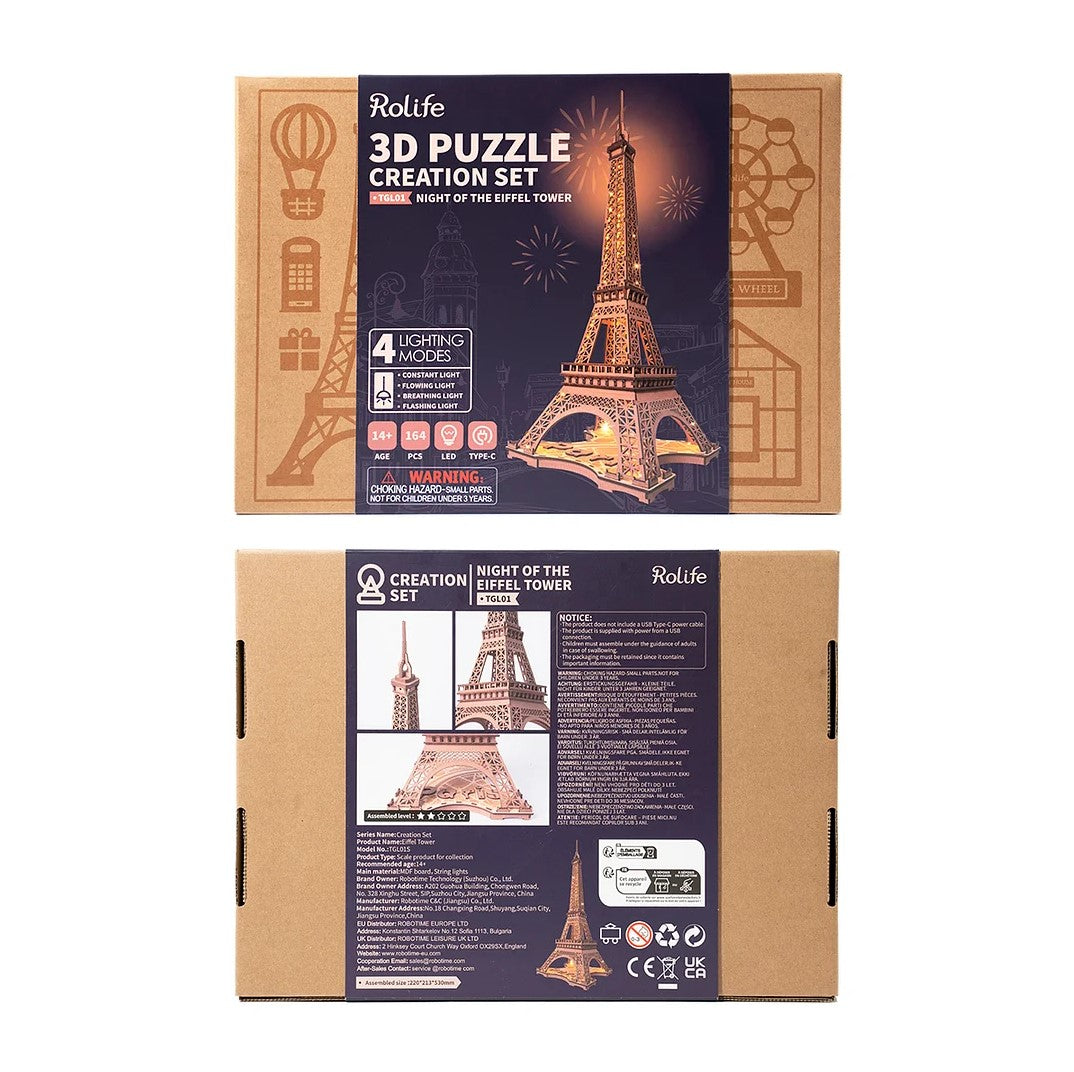 Robotime Night of the Eiffel Tower 3D Wooden Puzzle TGL01