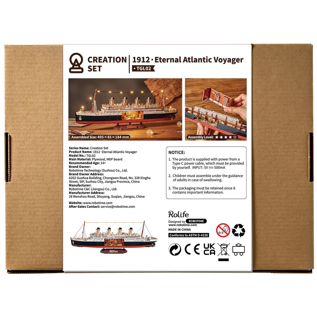 Rolife 1912 Eternal Atlantic Voyager Titanic 3D Wooden Puzzle - Historic Ship Model