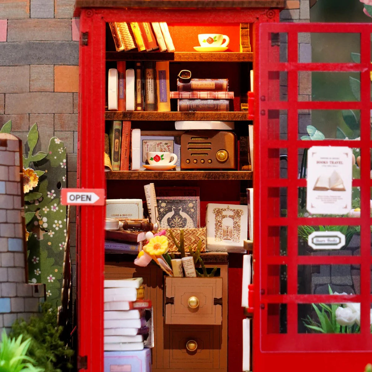 Rolife Blossom Book Booth 3D Wooden Puzzle - DIY Street Library Model