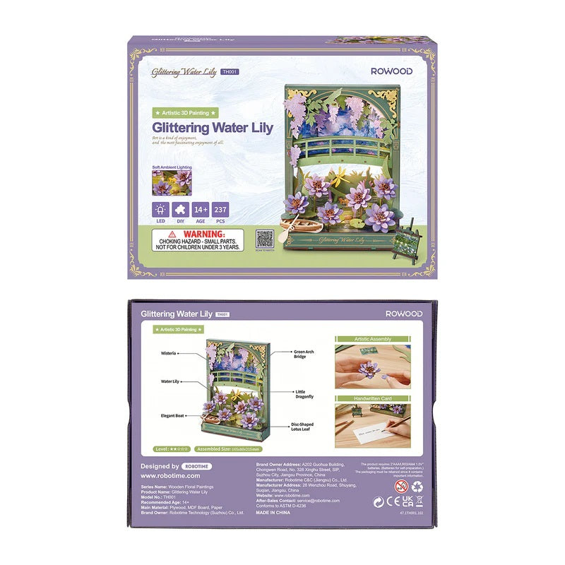 Robotime Glittering Water Lily Wall Art 3D Wooden Puzzle TH001