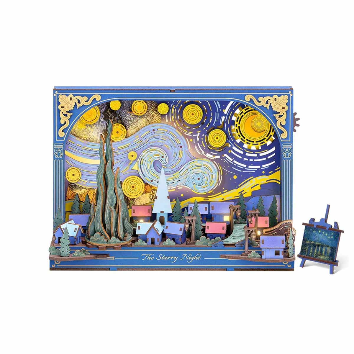 Rolife The Starry Night Wall Art 3D Wooden Puzzle - Van Gogh Inspired Display