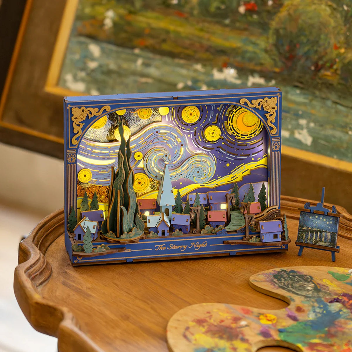 Rolife The Starry Night Wall Art 3D Wooden Puzzle - Van Gogh Inspired Display