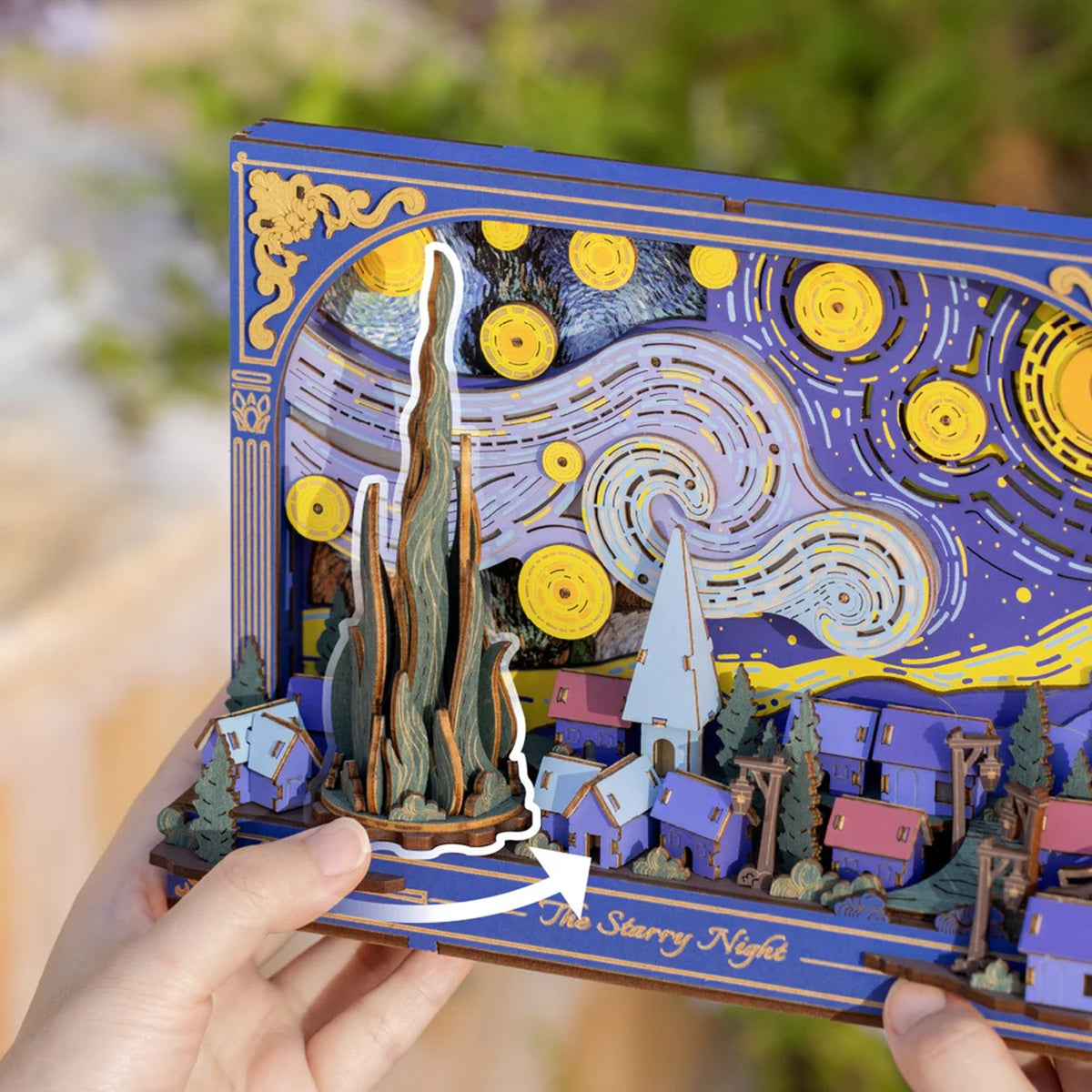Rolife The Starry Night Wall Art 3D Wooden Puzzle - Van Gogh Inspired Display