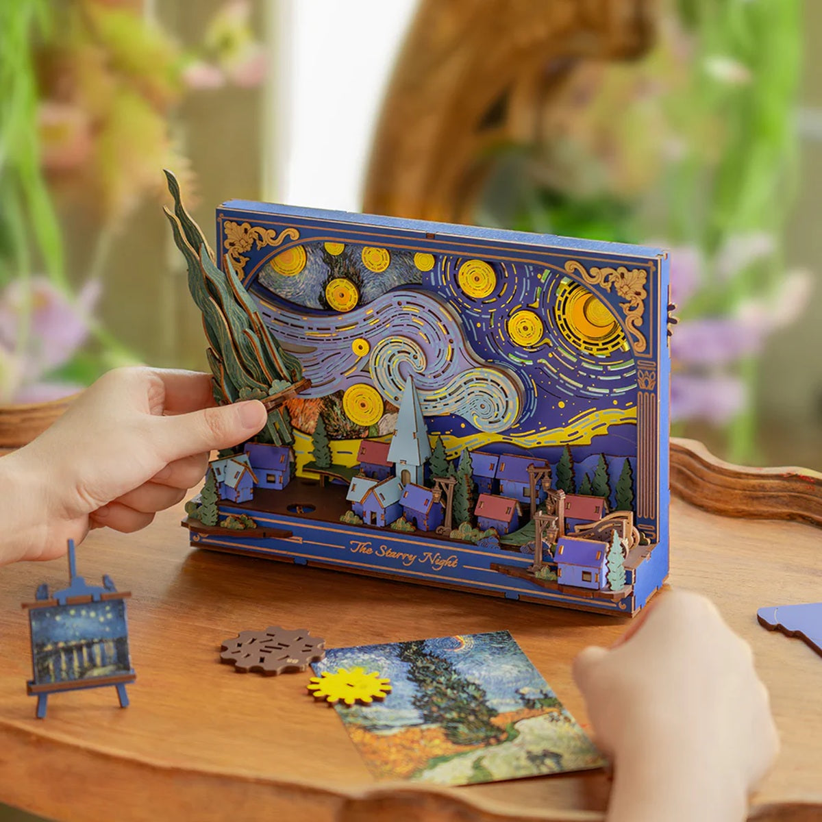 Rolife The Starry Night Wall Art 3D Wooden Puzzle - Van Gogh Inspired Display