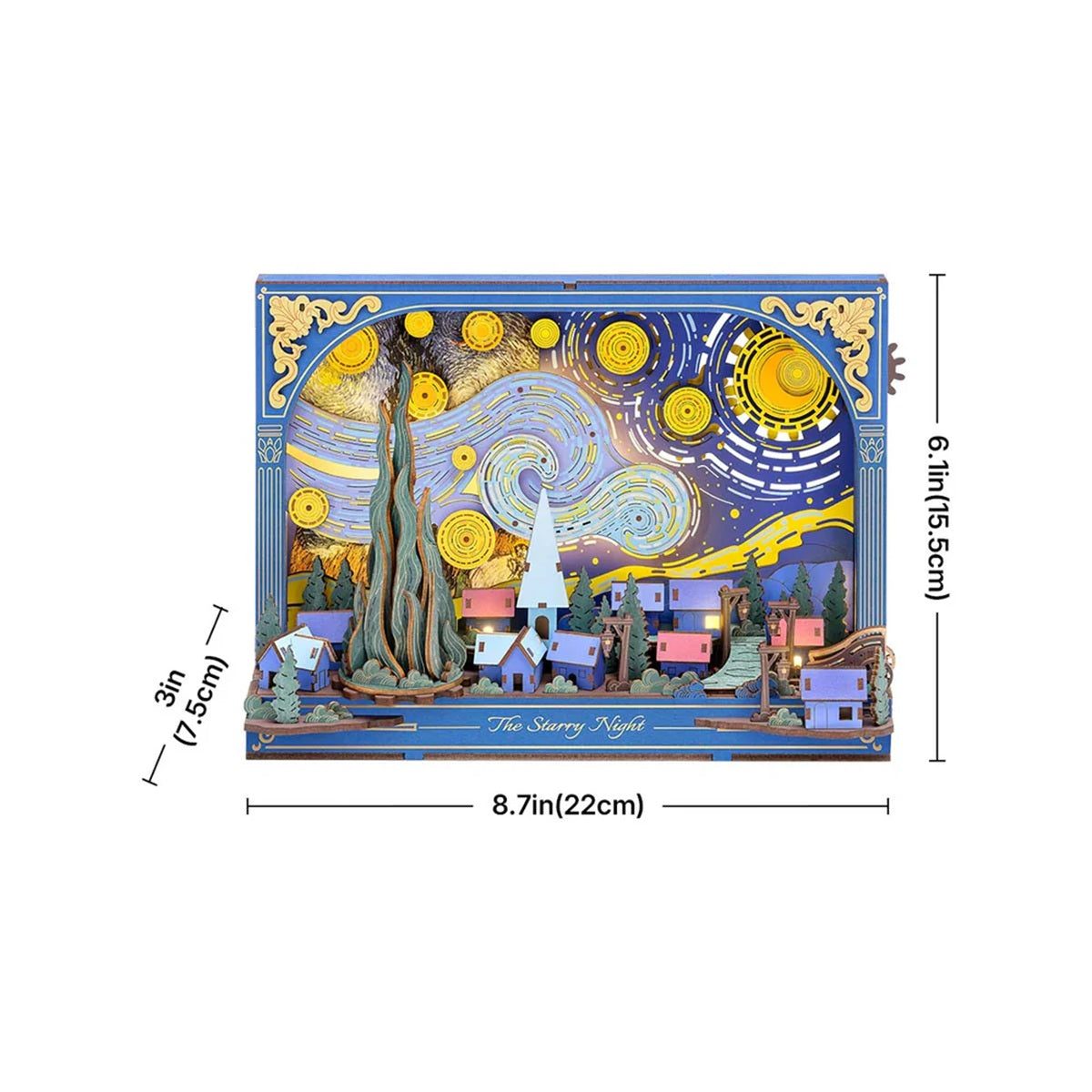 Rolife The Starry Night Wall Art 3D Wooden Puzzle - Van Gogh Inspired Display