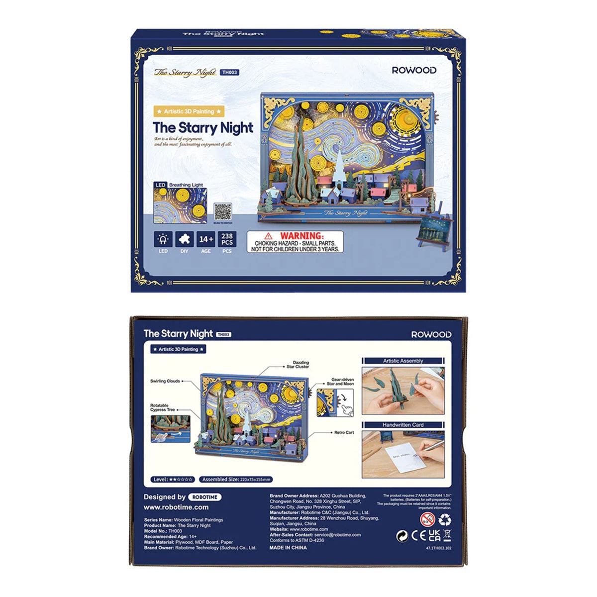 Rolife The Starry Night Wall Art 3D Wooden Puzzle - Van Gogh Inspired Display