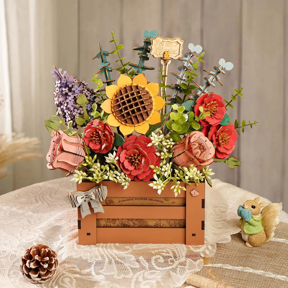 Robotime Wooden Flower Box - Wood Bloom Craft