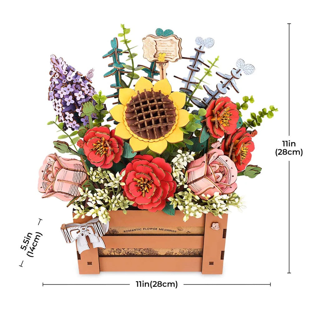 Robotime Wooden Flower Box - Wood Bloom Craft
