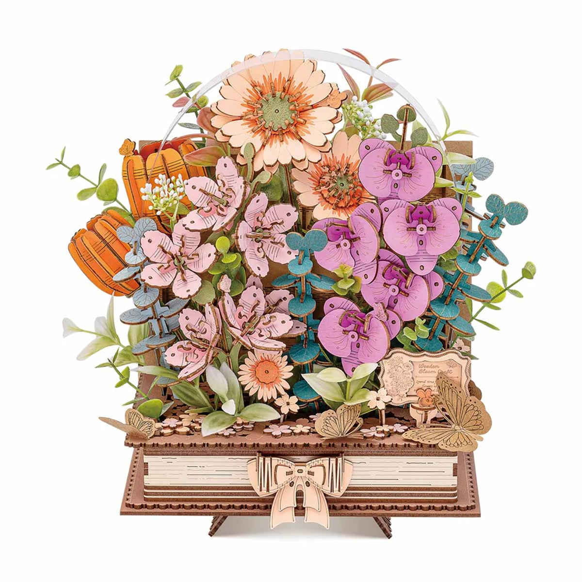 Robotime Wooden Blooming Book DIY Flower Bouquet 3D Puzzle (TW04H) – Artistic Floral Book Display