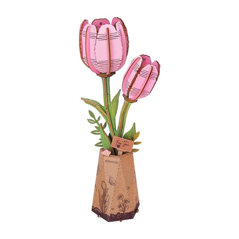 Robotime Pink Tulip DIY Wooden Flower