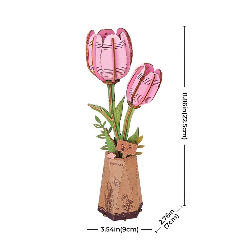 Robotime Pink Tulip DIY Wooden Flower