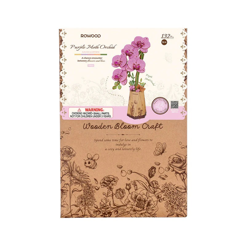 Robotime Purple Moth Orchid DIY Wooden Flower