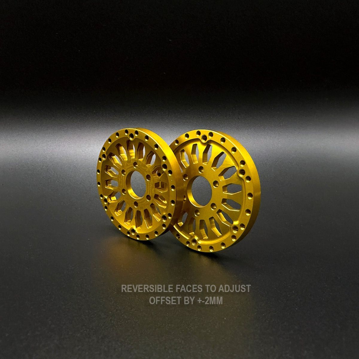 Reef's RC 1.9" Shield Aluminum Beadlock Wheels with Hubs - Gold (2pcs)
