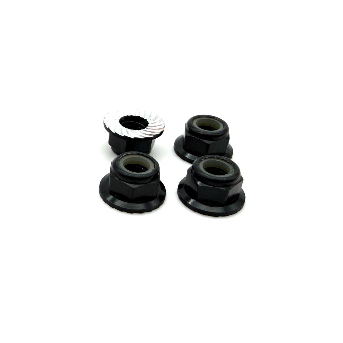 Reef’s RC 5mm Aluminum Flanged &amp; Serrated Lock Nut (Black) – 4pc Set (REEFS287)