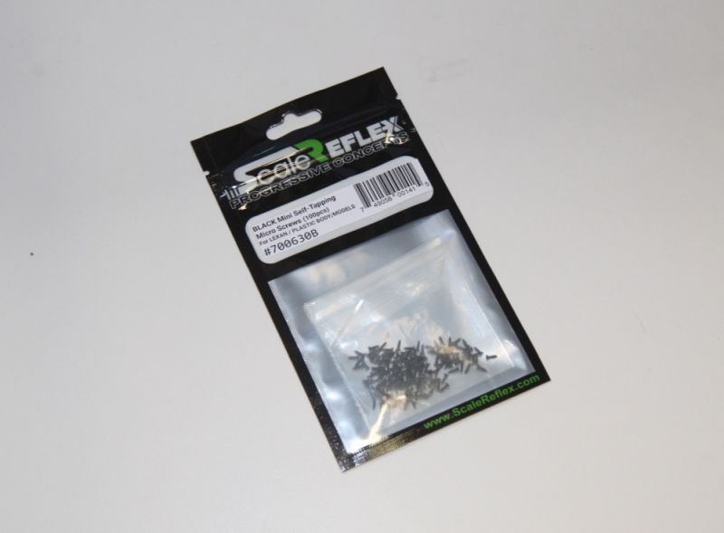 Scale Reflex Black Mini Self Tapping Lexan Body Micro Screws (100pcs) RC Upgrade Part