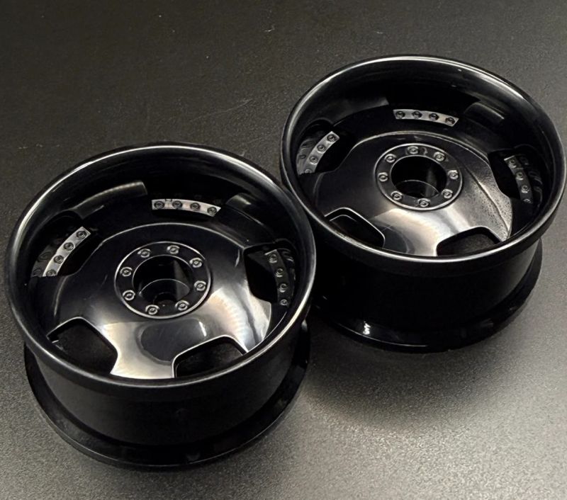 Scale Reflex Euro VIP Dish Style 1/10 Black Rims, 8mm Offset