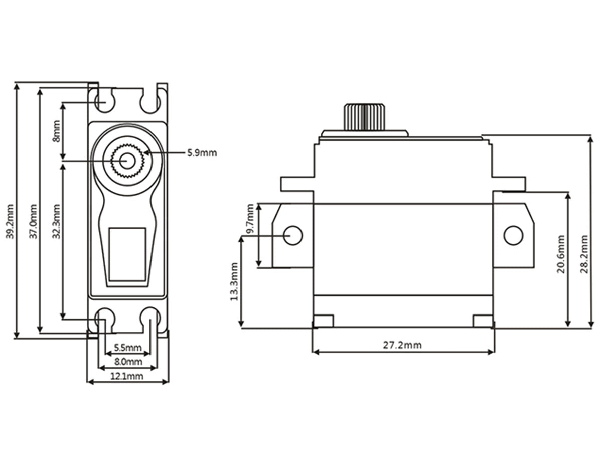 SRT High-Voltage Coreless Digital Servo for 1/12 Pan Car & Compact On-Road RC, 125.0 oz-in, 0.062 sec @ 8.4V