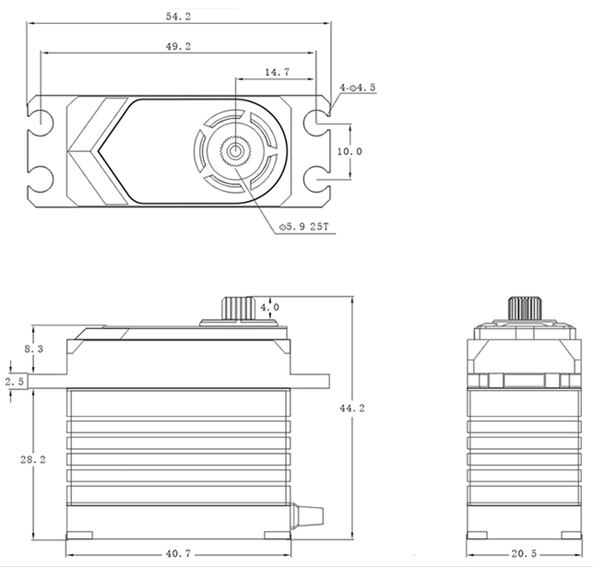 SRT High-Voltage Coreless Digital Servo for 1/10–1/8 High-Torque RC Cars, Trucks & Crawlers, 625.0 oz-in, 0.13 sec @ 8.4V