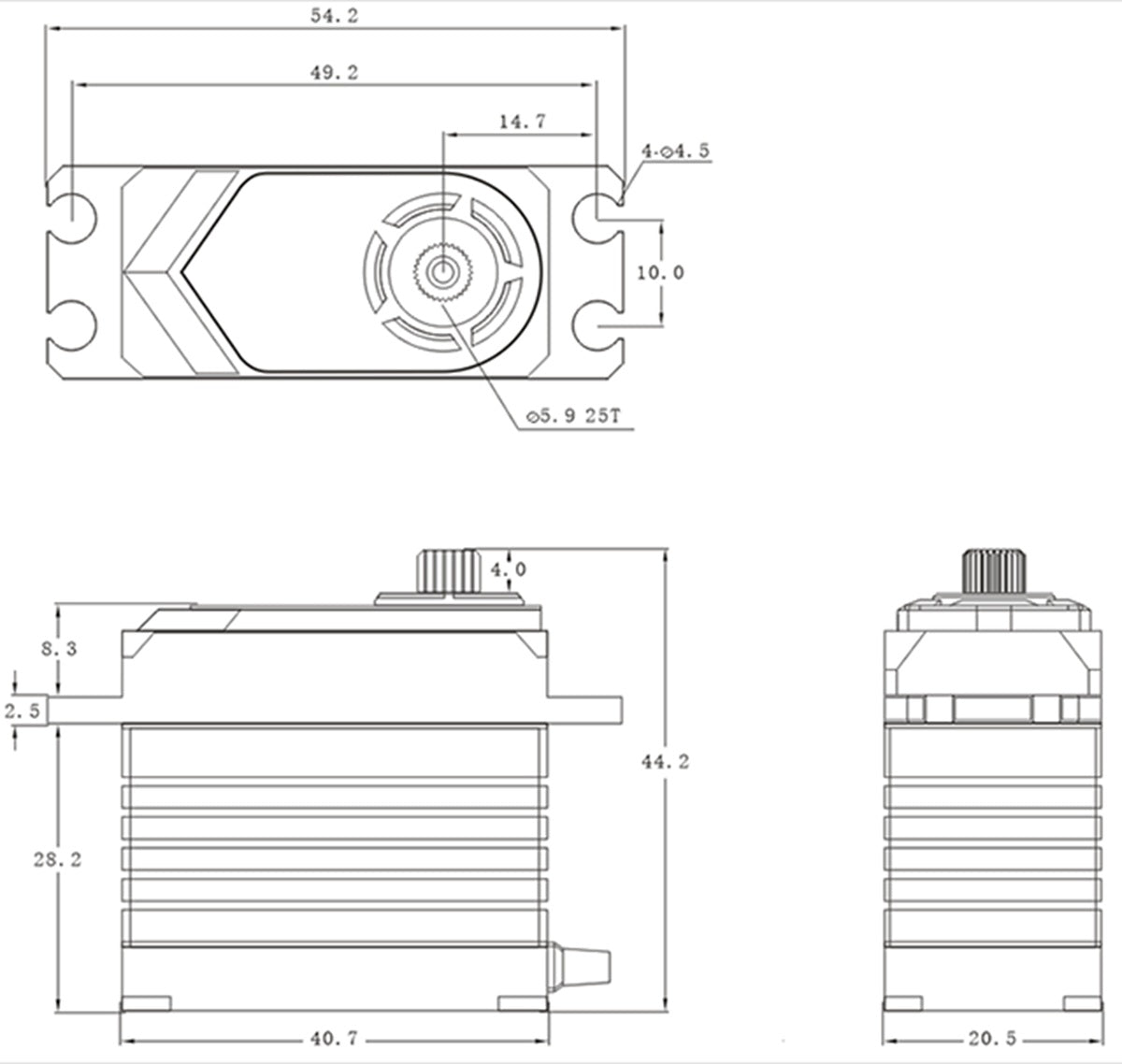 SRT High-Voltage Coreless Digital Servo for 1/10–1/8 High-Torque RC Cars, Trucks & Crawlers, 763.8 oz-in, 0.19 sec @ 8.4V