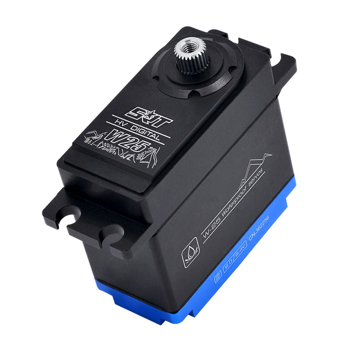 SRT High-Voltage Waterproof DC Digital Servo for 1/10–1/8 High-Torque RC Cars, Trucks & Crawlers, 247.2 oz-in, 0.14 sec @ 7.4V