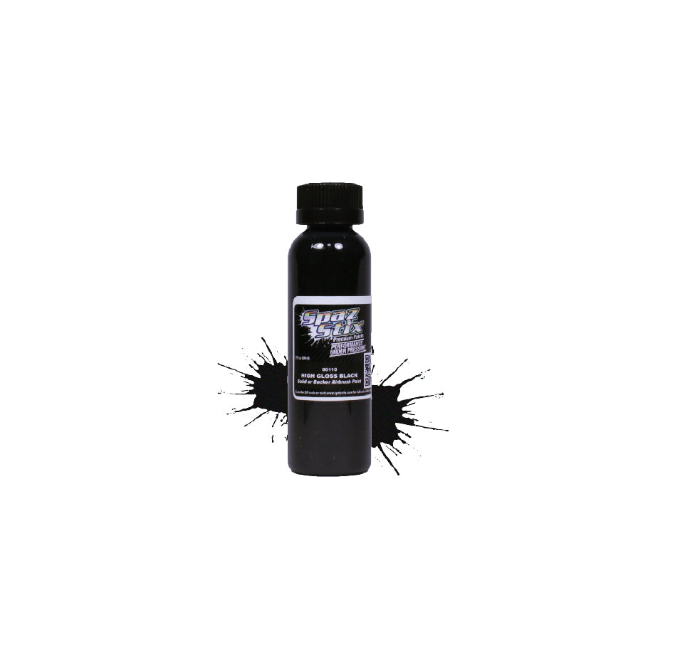 Spaz Stix HIGH GLOSS BLACK / BACKER AIRBRUSH PAINT 2OZ Default Title