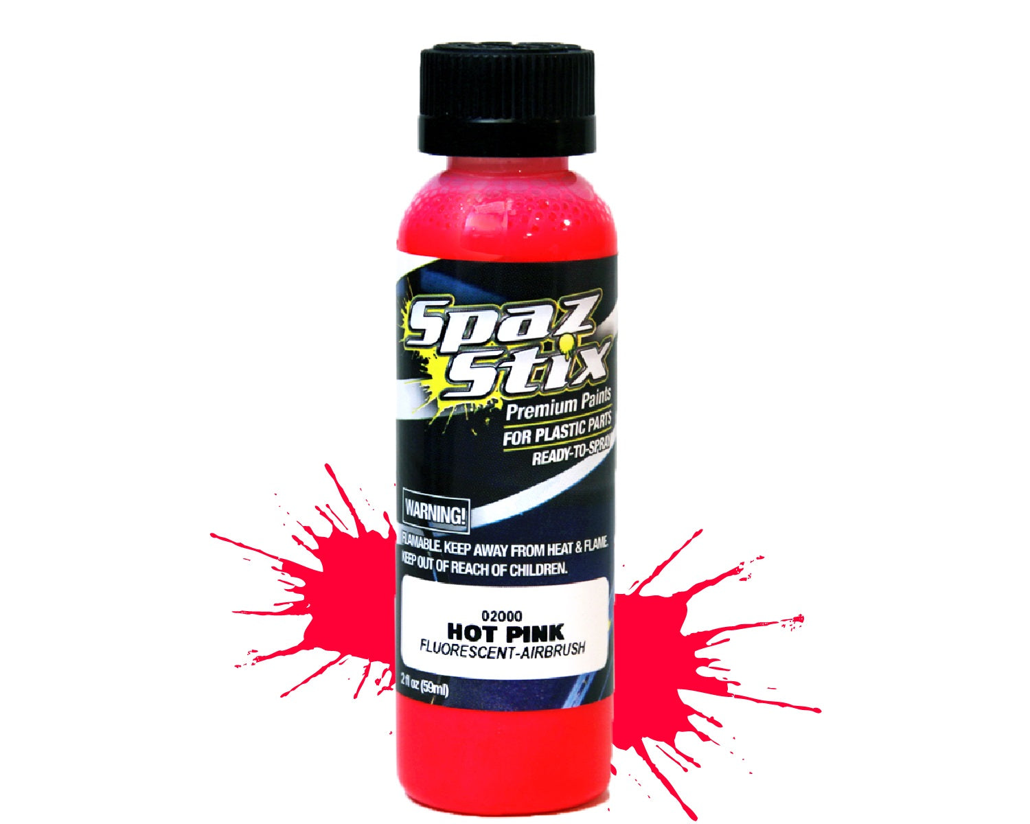 Spaz Stix HOT PINK FLUORESCENT AIRBRUSH PAINT 2OZ Default Title