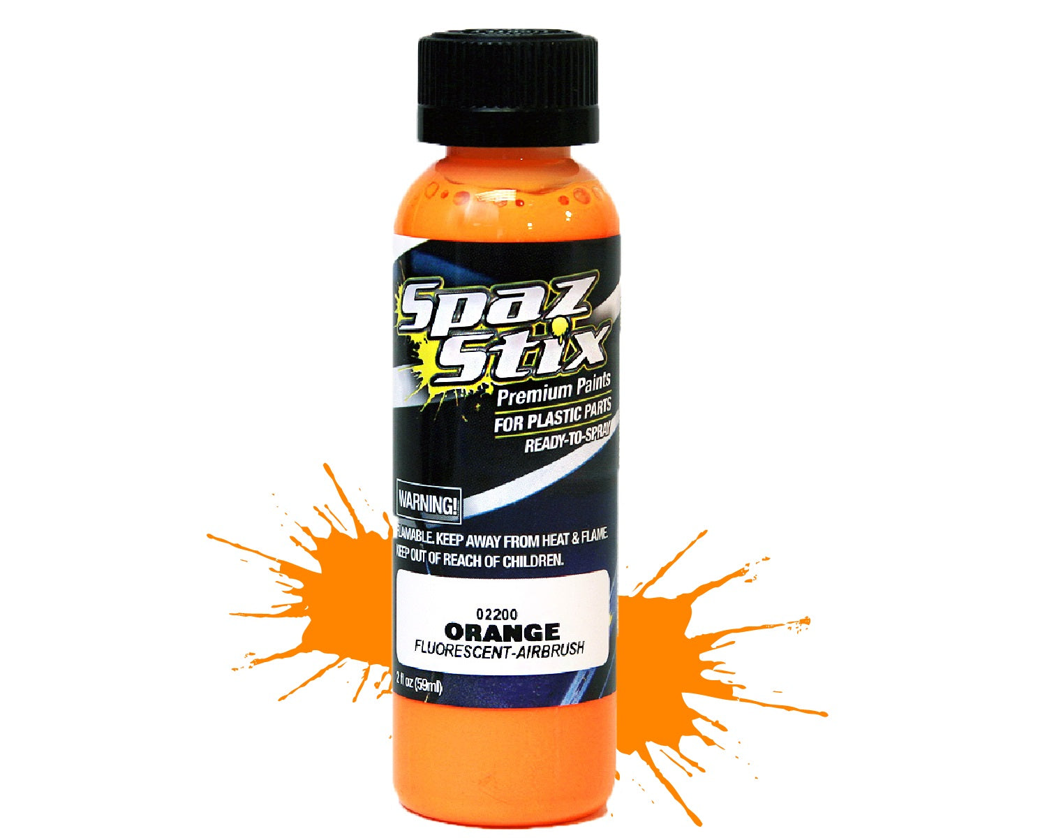 Spaz Stix ORANGE FLUORESCENT AIRBRUSH PAINT 2OZ Default Title