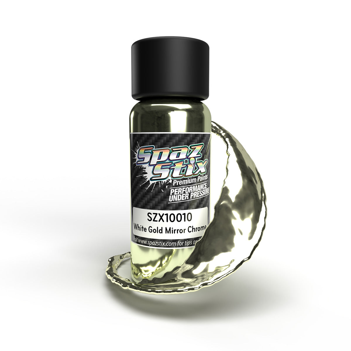 Spaz Stix White Gold Mirror Chrome Airbrush Ready Paint, 2oz 10010