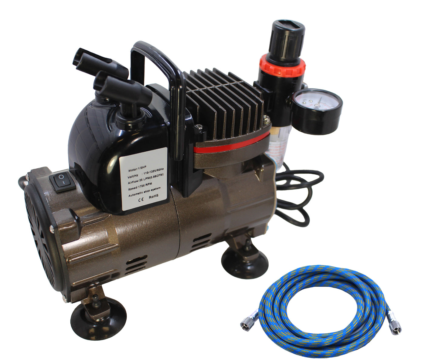 Spaz Stix Air Compressor for Airbrushing, Hose and Regulator 50000C