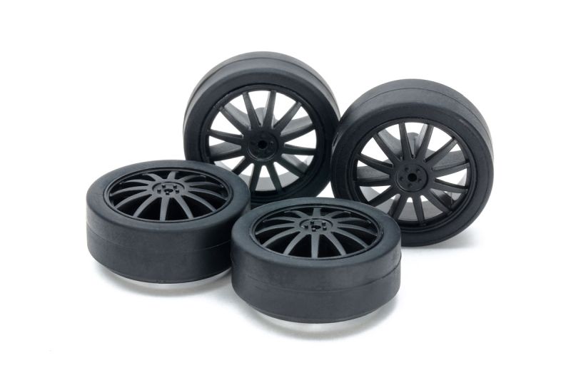Tamiya Mini 4WD Low-Profile 26mm Tires Carbon Reinforced Wheels Set