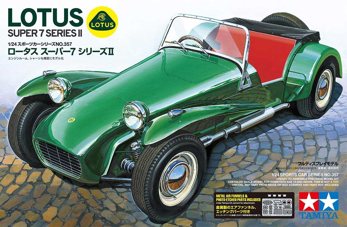 Tamiya 1/24 Lotus Super 7 Series II Classic British Sports Car Plastic Model Kit with Photo-Etched Parts