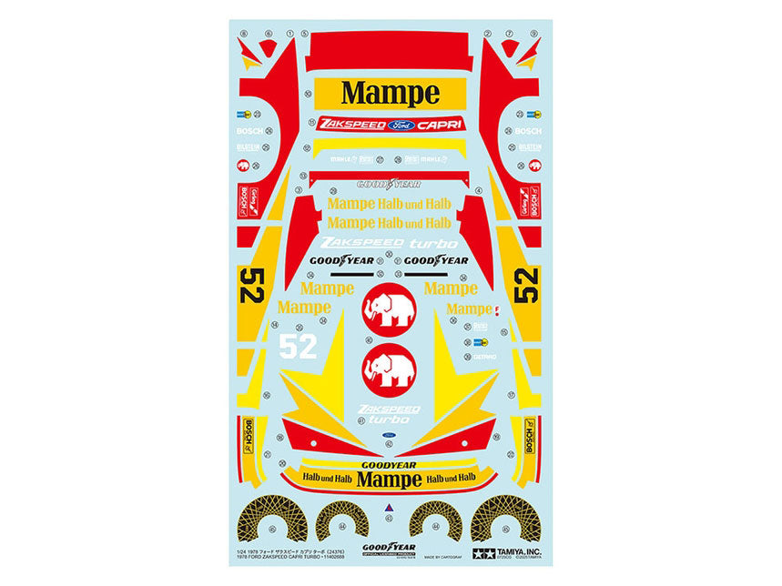 Tamiya 1/24 Ford Zakspeed Capri Turbo 1978 Group 5 Racing Car Model Kit