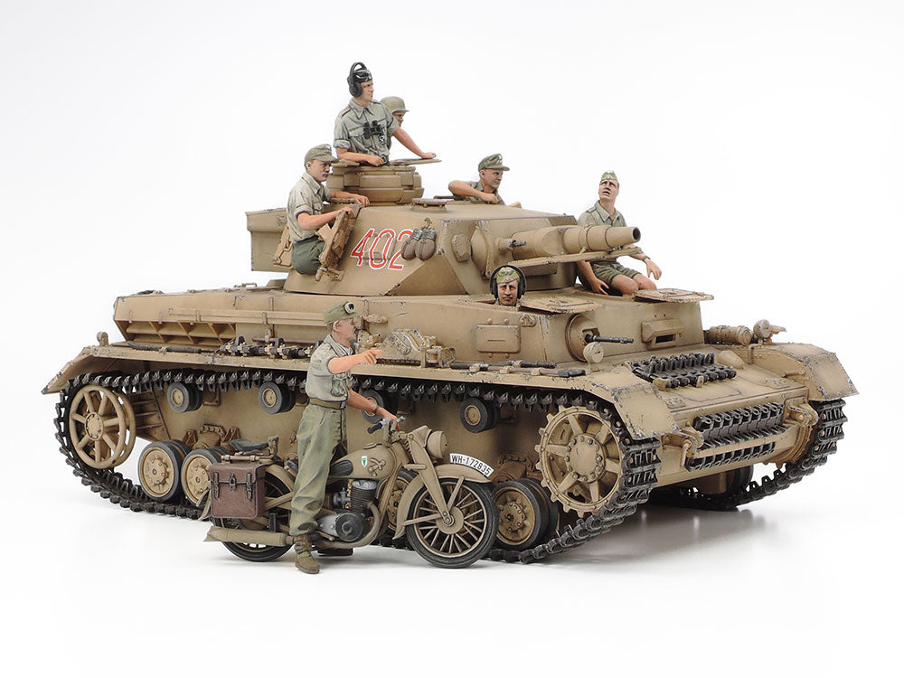 Tamiya 1/35 German Tank Panzer IV Ausf.F & Motorcycle Model Set 25208