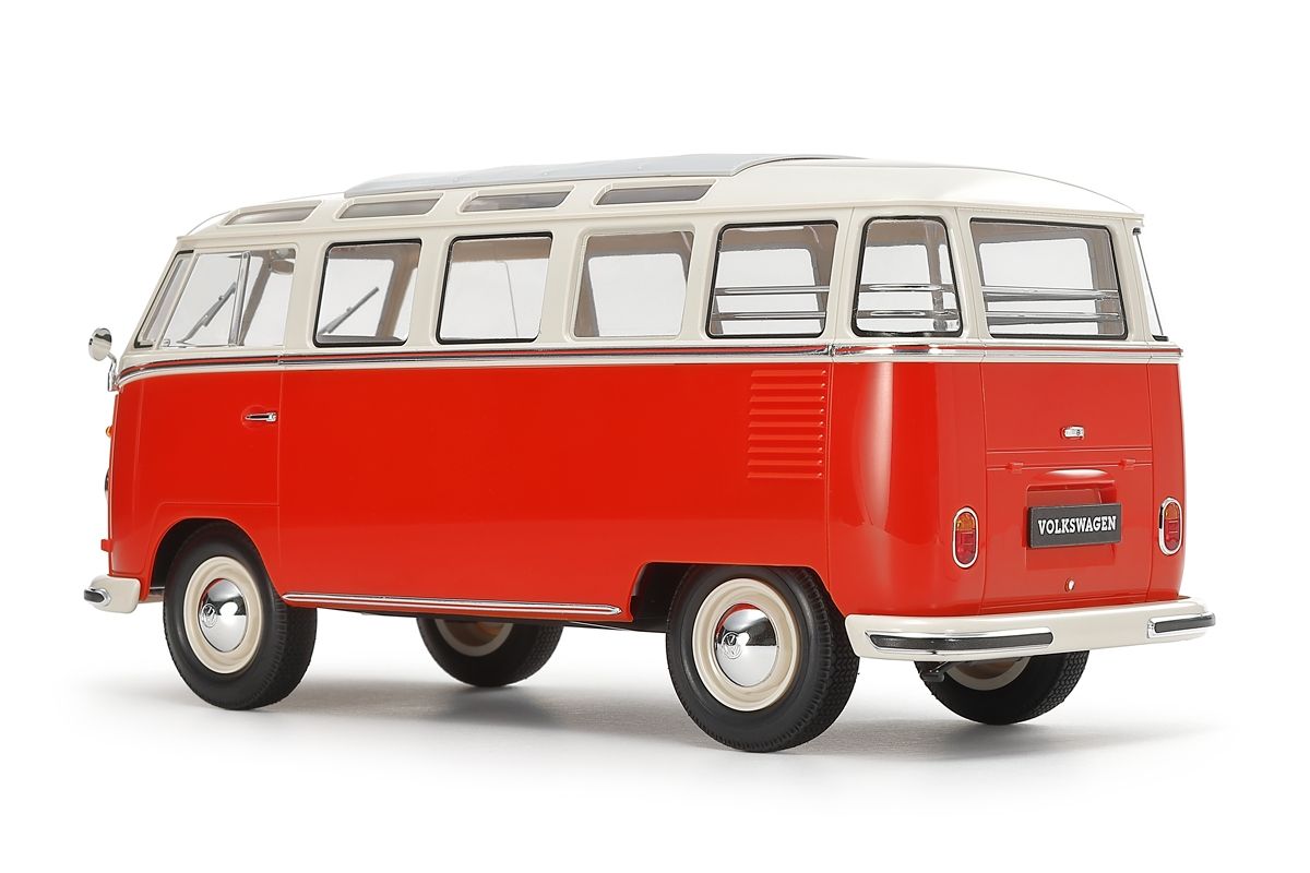 Tamiya 1/24 Clic Loc Volkswagen Type 2 (T1) Red/White Snap-Together Model Kit – No Glue or Paint