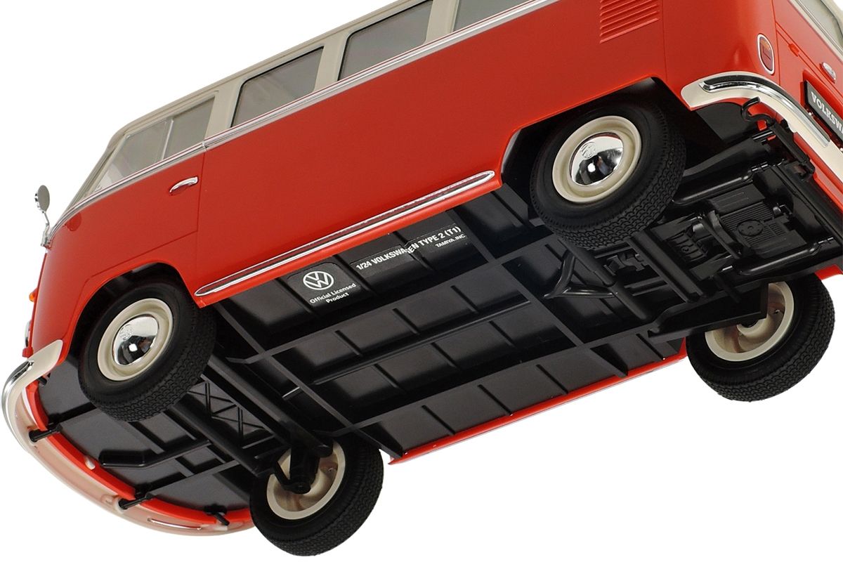 Tamiya 1/24 Clic Loc Volkswagen Type 2 (T1) Red/White Snap-Together Model Kit – No Glue or Paint
