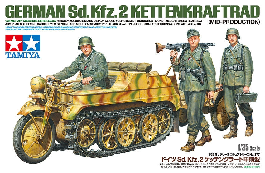 Tamiya 1/35 German Sd.Kfz.2 Kettenkraftrad Half-Track Motorcycle Plastic Model Kit