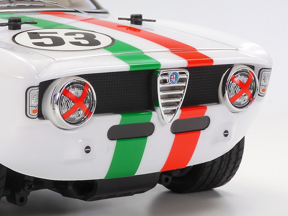 Tamiya RC 1/10 Touring Car Alfa Romeo Giulia Sprint, MB-01 GTA White Painted Body 47501