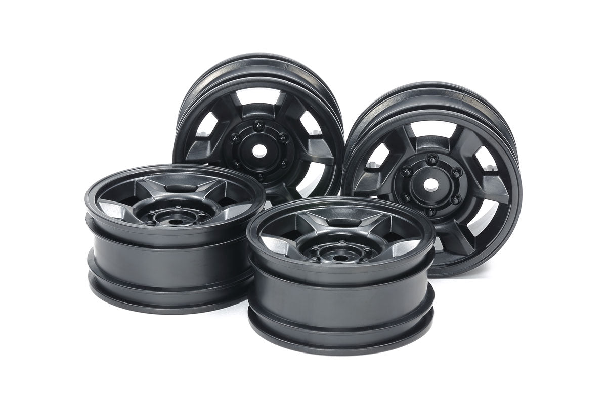 Tamiya CC-02 6-Spoke Wheels (26mm Width Offset +4) Black 4pcs