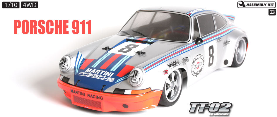 Tamiya Porsche 911 Carrera RSR RC Kit - 1/10 Scale TT-02 4WD Touring Car Martini Racing