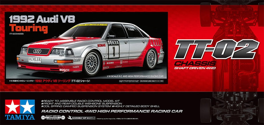 Tamiya 1992 Audi V8 Touring DTM Champion RC Kit - 1/10 Scale TT-02 4WD