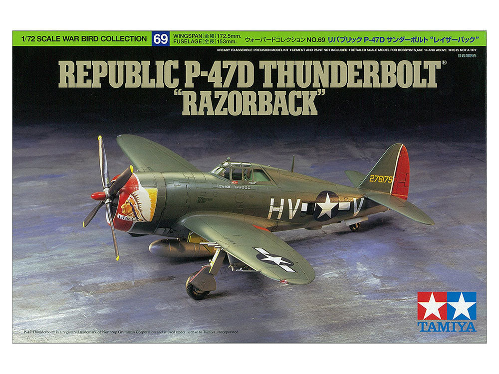 Tamiya 1/72 Republic P-47D Thunderbolt Razorback USAAF WWII Fighter Plastic Model Airplane Kit